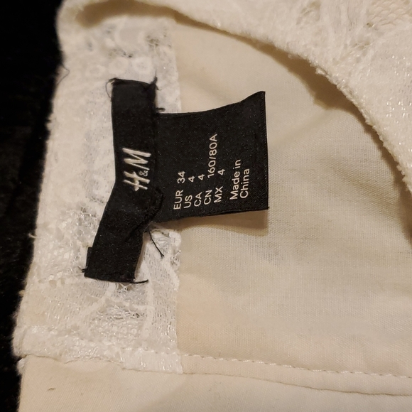 H&M SZ 4 Cream White Lace Overlay Midi Dress - Picture 5 of 8